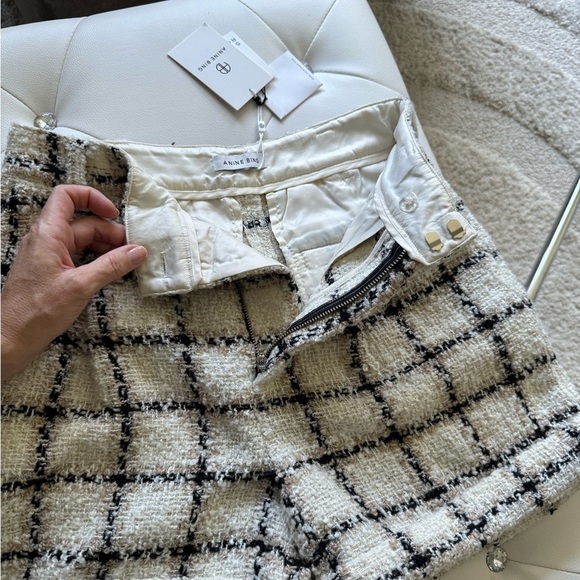 Anine Bing Becky Shorts Beige Plaid Size 6 DK36 NWT New - Picture 8 of 15